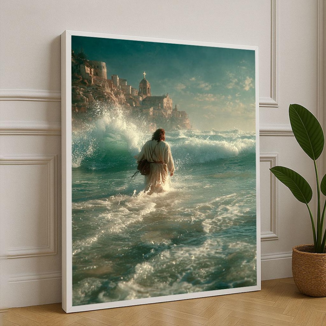 Jesus Walking on Water Canvas Print, Spiritual Wall Art - Etsy
