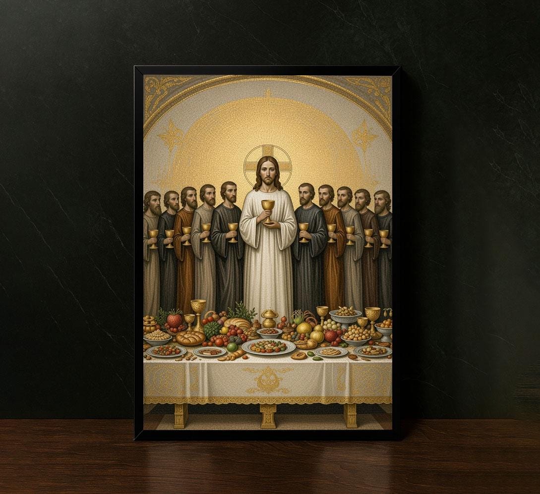Jesus the Last Supper 12 Apostles Icon Style Canvas Wall Art Print ...