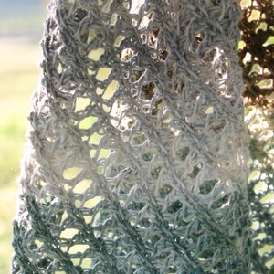 3 Tunisian Crochet Patterns Bias Sampler Shawl, Lace Summer Scarf, Icelandic Cable Scarf image 4