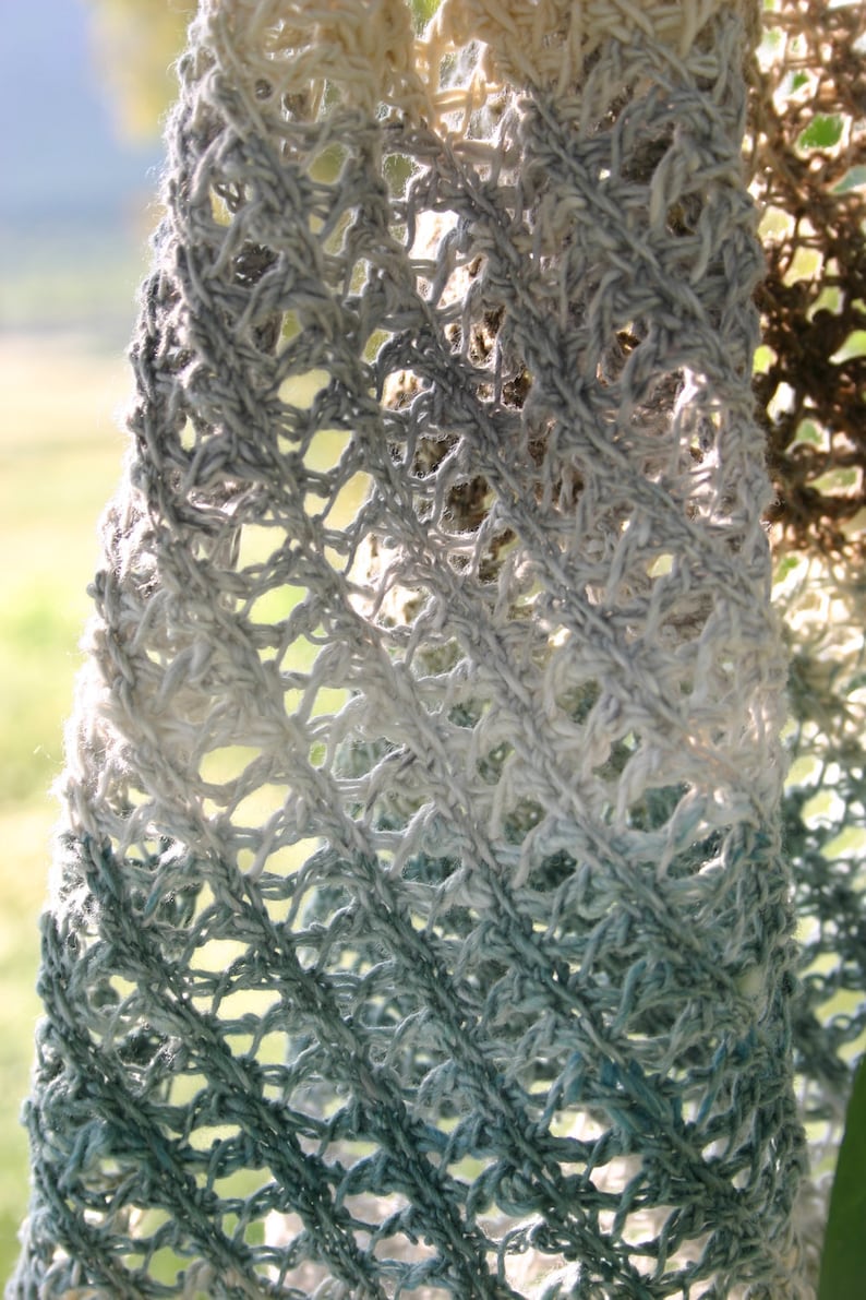 3 Tunisian Crochet Patterns Bias Sampler Shawl, Lace Summer Scarf, Icelandic Cable Scarf image 4