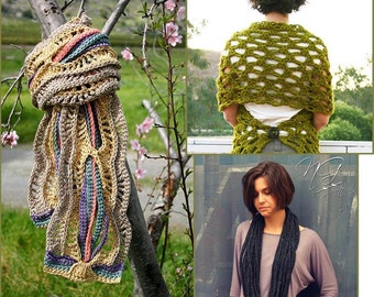 THREE (3) CROCHET PATTERNS - Scarf, Wrap, & Infinity Scarf