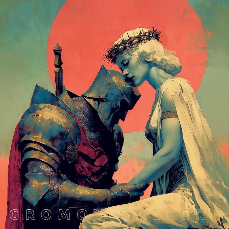 Cinematic Knight Art Print | Medieval Sacrifice Poster | Dark Fantasy ...
