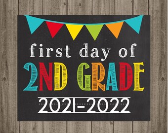 First Day of Second Grade School Sign - Last Day of Second Grade School Sign - Printable 8x10 Photo Prop - Instant Download