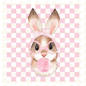Easter Bunny Glasses Bubble Bubblegum Retro Sublimation Design Download, Pink Checkerboard PNG  Shirts Clipart Easter Bunny Design Graphics
