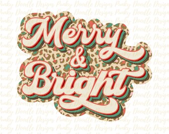 Merry and Bright Leopard Christmas Sublimation~Christmas Sublimation~Holiday Sublimation~ Merry and Bright Sublimation~Leopard- PNG