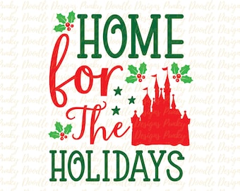Inicio para las Fiestas Png / Diseño Navideño / Navidad Png / Holiday Png / Mickey Castle Png / Mickey Png / Digital / Sublimación de Castillo