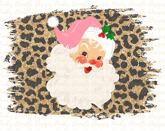 Vintage Santa Leopard Christmas Sublimation~ Christmas Sublimation~Holiday Sublimation~Sublimation Design~Santa PNG~Digital Download~PNG