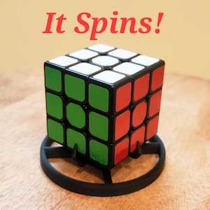 Spinning Rubik's Cube Stand - PLA Display Holder for 56-57mm Cubes