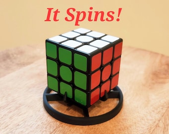 Spinning Rubik's Cube Stand - PLA Display Holder for 56-57mm Cubes