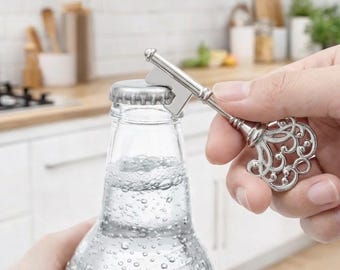 Vintage stainless steel bottle opener shaped like an old key, decorative retro bottle opener for kitchen or bar, or a unique gift