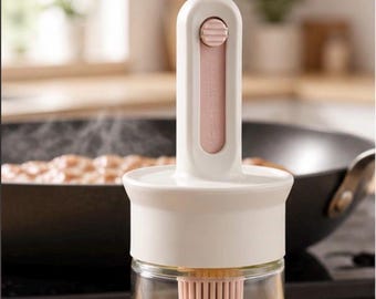 Oil brush with glass reservoir – Kitchen oil dispenser with silicone brush, ideal for barbecues, grilling and baking