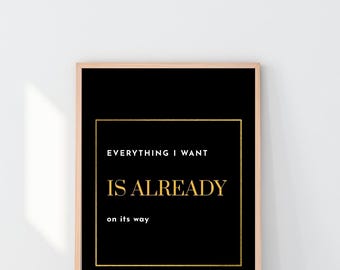 Manifestation Print | Black Gold Affirmation Wall Art (Digital Download)