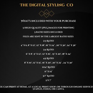 K&ouml;nnte beinhalten: Schwarzer Hintergrund mit Text von The Digital Styling Co. Angebotsdetails. Enth&auml;lt 5 hochwertige JPEG-Bilder zum Drucken in 5 Gr&ouml;&szlig;enverh&auml;ltnissen. Drucken Sie zu Hause oder &uuml;ber Online-Dienste. Gr&ouml;&szlig;en: 10x15cm, 20x30cm, 30x45cm, 40x60cm, 50x75cm und 60x90cm.