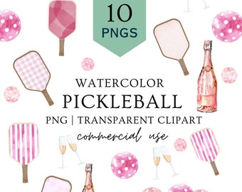 Pickleball clipart png Paddle and Ball Watercolor Stripes Pink Invite printable Bachelorette Digital Set JPG Social Club