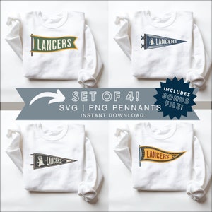 Pennant Mascot Lancers PNG SVG digital file  for high school college football Game Day tshirt, cute mascot unisex for SUBLIMATION dtf Lancer