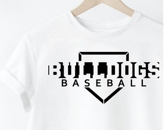 Baseball SVG Bulldog Tee shirt prêt à imprimer en vinyle Cricut Go Bulldogs Go Bulldogs Logo de l'équipe Bulldogs fichier coupe Cricut