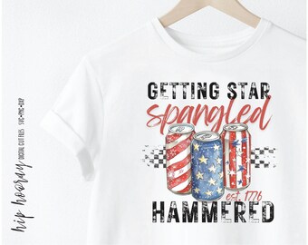 Getting Star Spangled Hammered png Boozy America Png Funny America Designs 4th Of July png Party in the USA, Independence day, Retro Fourth