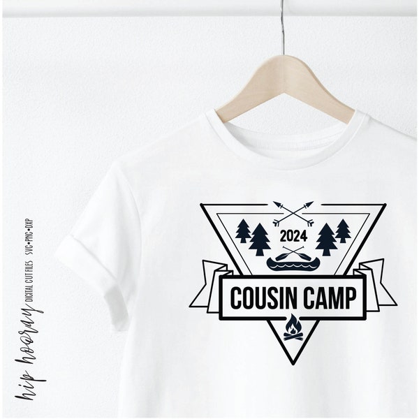 Cousin Camp SVG 2024 Canoe  Summer Family Shirt Grandma Grandpa Sleep Over Teeshirt Sleepover camper summer vacation Camping Iron On