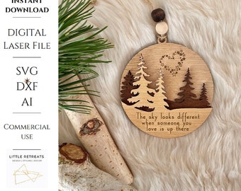 Il cielo sembra diverso ornamento SVG Memoriale Natale ornamento lutto Famiglia ricordo ricordo regalo di Natale per la perdita di una persona amata