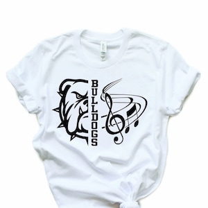 Bulldogs Band SVG Music, Bulldog Marching Band, Music Note, TShirt Design, Cut File, svg, pdf, eps, png, dxf Cricut Cut Files Silhouette