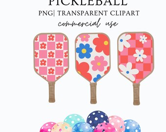 Pickleball PNG Clip Art Paddle and Ball PNG Pattern Watercolor Stripes sports Baby Shower Bachelorette Invite Clip Art Digital Set