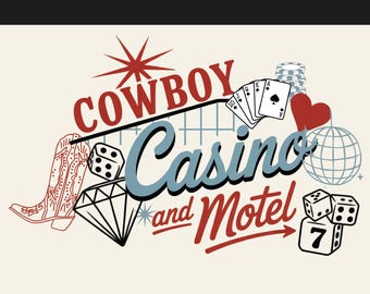 Kasyno Kowbojskie PNG, Klipart Motelu w Stylu Western Vegas, Karty do Pokera w Stylu Retro, Buty Eight Ball Concho, Modny Western PNG
