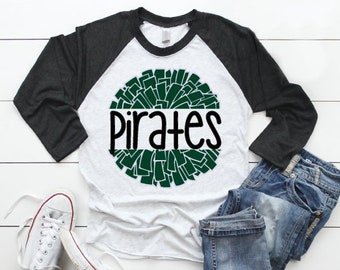 Pirates Cheer SVG Cheerleader Squad Mom Shirt Fall Night Friday Lights College Pirate Mascot Basket Team Spirit Iron on tshirt vinyl clipart