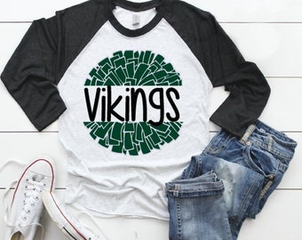 Vikings Cheer SVG Mascot Pompom Mom T-Shirt Design Mascot Club School Design Space Team Spirit Shirt Clip Art Cricut Cut Files Silhouette
