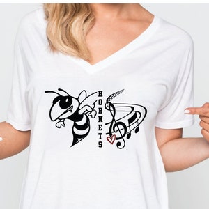 Hornets Band SVG Music Hornet Marching Band, Music Note, TShirt Design, Cut File svg pdf  png dxf Cricut Cut Files Silhouette Drill heart