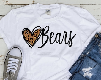 Bears Leopard Print Heat SVG Football Soccer Team Basketball Baseball Mascot File clipart Track Bear School Mom  Cricut Cut Files Iron On