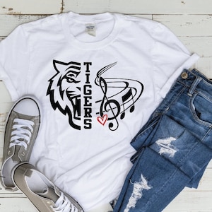 Tigers Band SVG Tiger Booster Music   Drill Team Marching Band, Music Note, TShirt Design, Cut File, Cricut Cut Files Silhouette laser cut