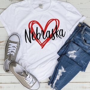 Nebraska Svg Heart Football Baseball Volleyball Fastpitch Love Cheer Mom Shirt Cricut Silhouette School College Iron op tshirt vinyl clipart