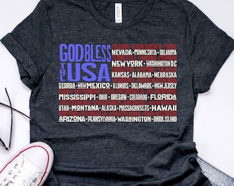 God Bless the USA States Fourth of July America State Mericca Country Tee Shirt Print SVG  Transfer Iron On Printable files for tshirt vinyl