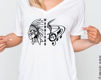Warrior Band SVG Música, Warrior Marching Band, Nota musical, Diseño de camiseta, Archivo de corte, svg, pdf, eps, png, dxf Cricut Cut Files Silhouette