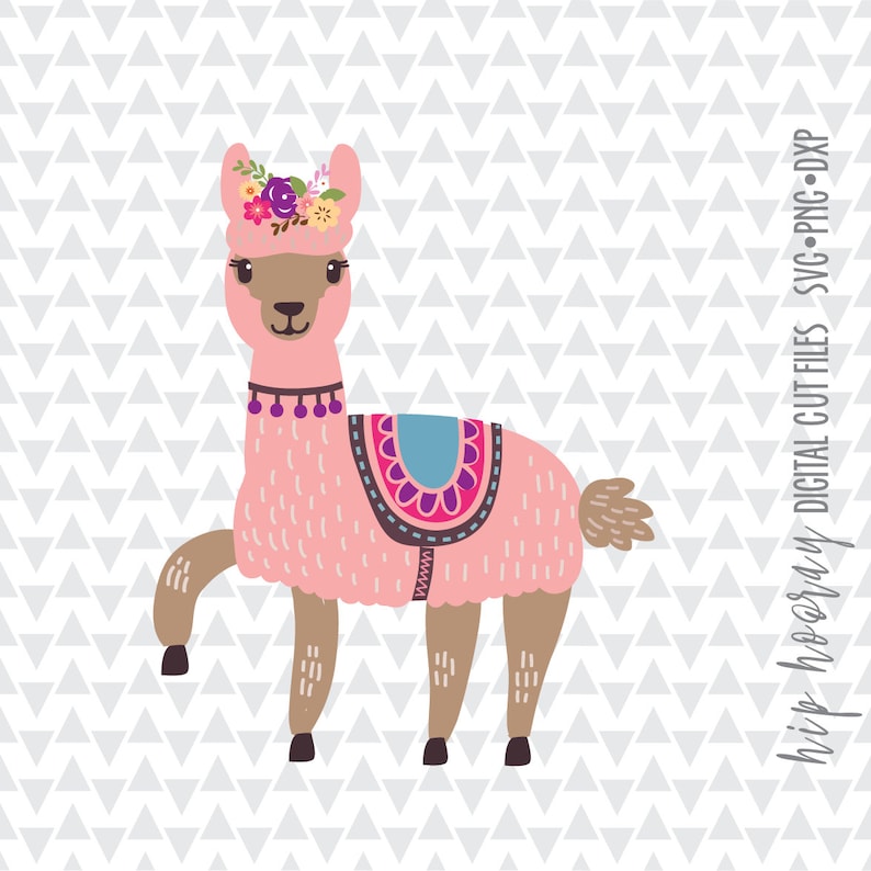Download Llama SVG Girl Tshirt Birthday Flower Crown Girly Eyelashes | Etsy