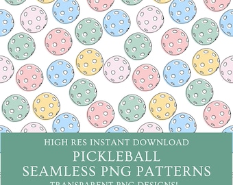Pickleball Seamless Pattern PNG Repeating Set Preppy Sports Core Pickle Ball Pastel Invite Clipart Background Digital Set Sublimination