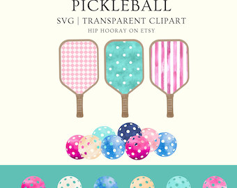 Pickleball PNG Clip Art Paddle and Ball PNG Pattern Watercolor Stripes sports Baby Shower Bachelorette Invite Clip Art Digital Set