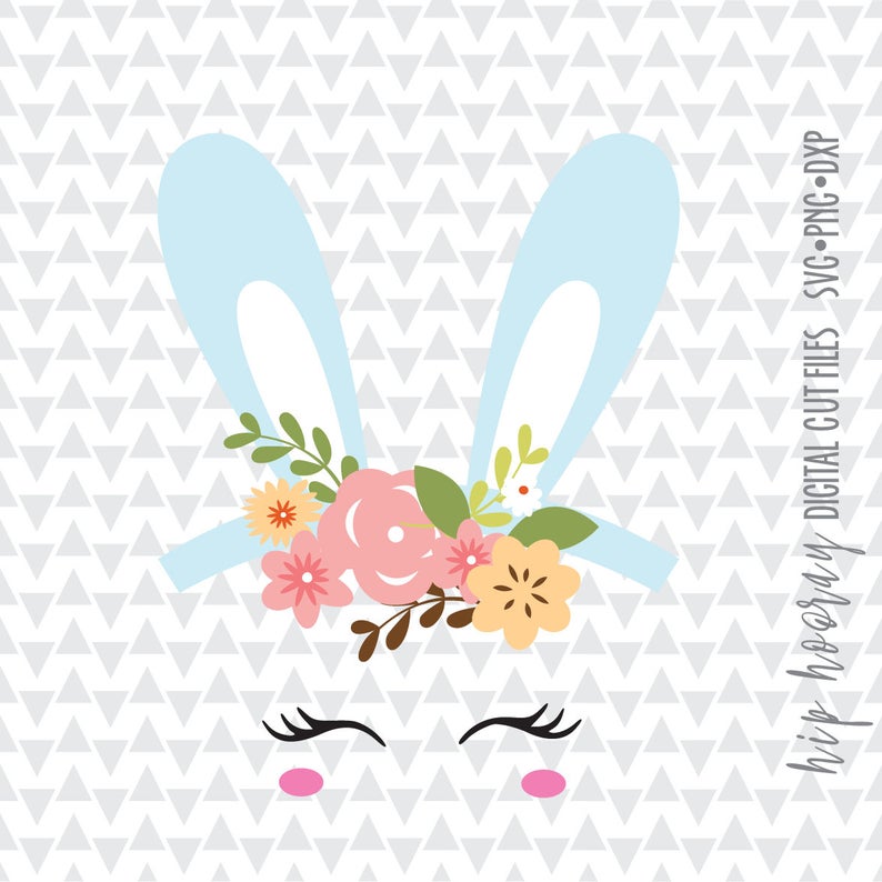 Download Bunny Ears SVG Easter Eyelashes Spring Face Floral Rabbit | Etsy