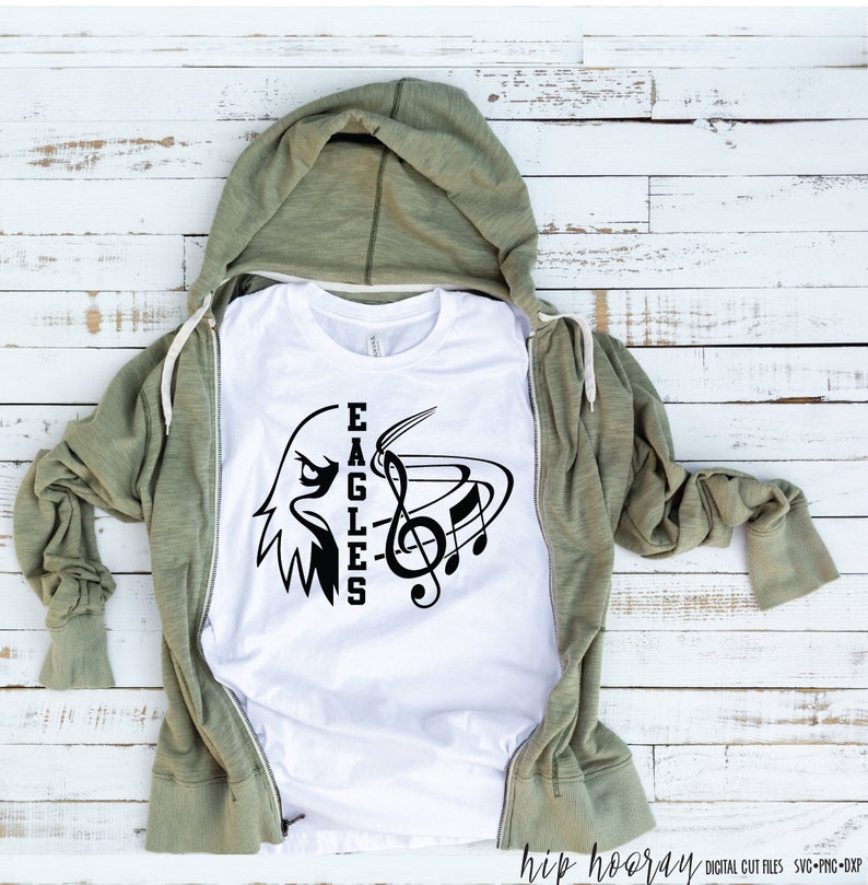 Eagles Band SVG Music, Eagle Marching Band, Music Note, TShirt Design, Cut File, svg, pdf, eps, png, dxf Cricut Cut Files Silhouette image 1