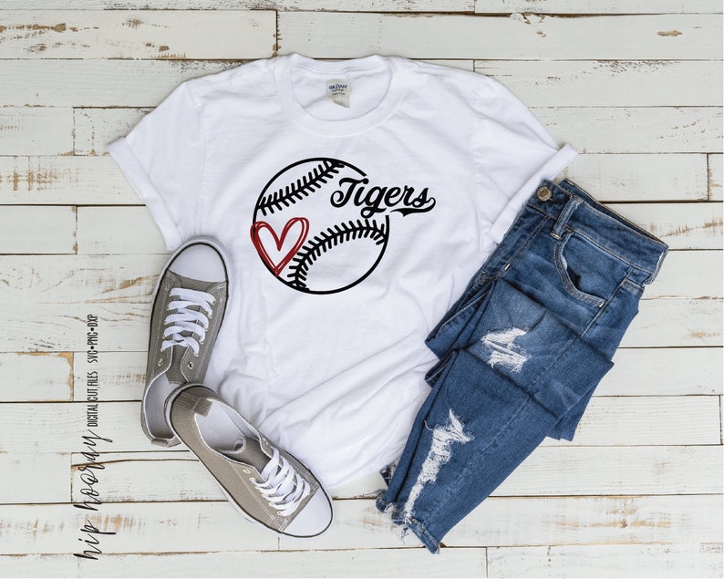 Tigers Baseball SVG Tiger Tshirt For the Love Dad Heart Mom Little League Kids svg cut file cricut htv silhouette tshirt vinyl clipart
