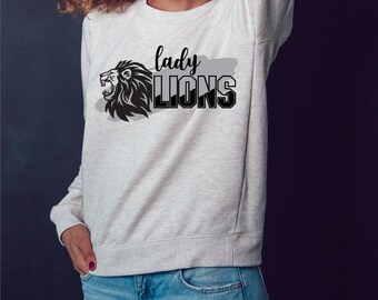 Lady Lions SVG basket volleyboll löparbana cheerlejon mamma T-shirt design maskot laganda skjorta Cricut klippfiler silhuett