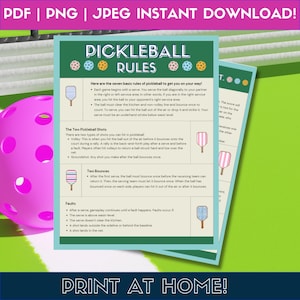 Pickleball Rules Instant Download Printable Instructions Rule Sheet Social Club Court Decor Game Rules PNG Set Digital Printable Pickle ball