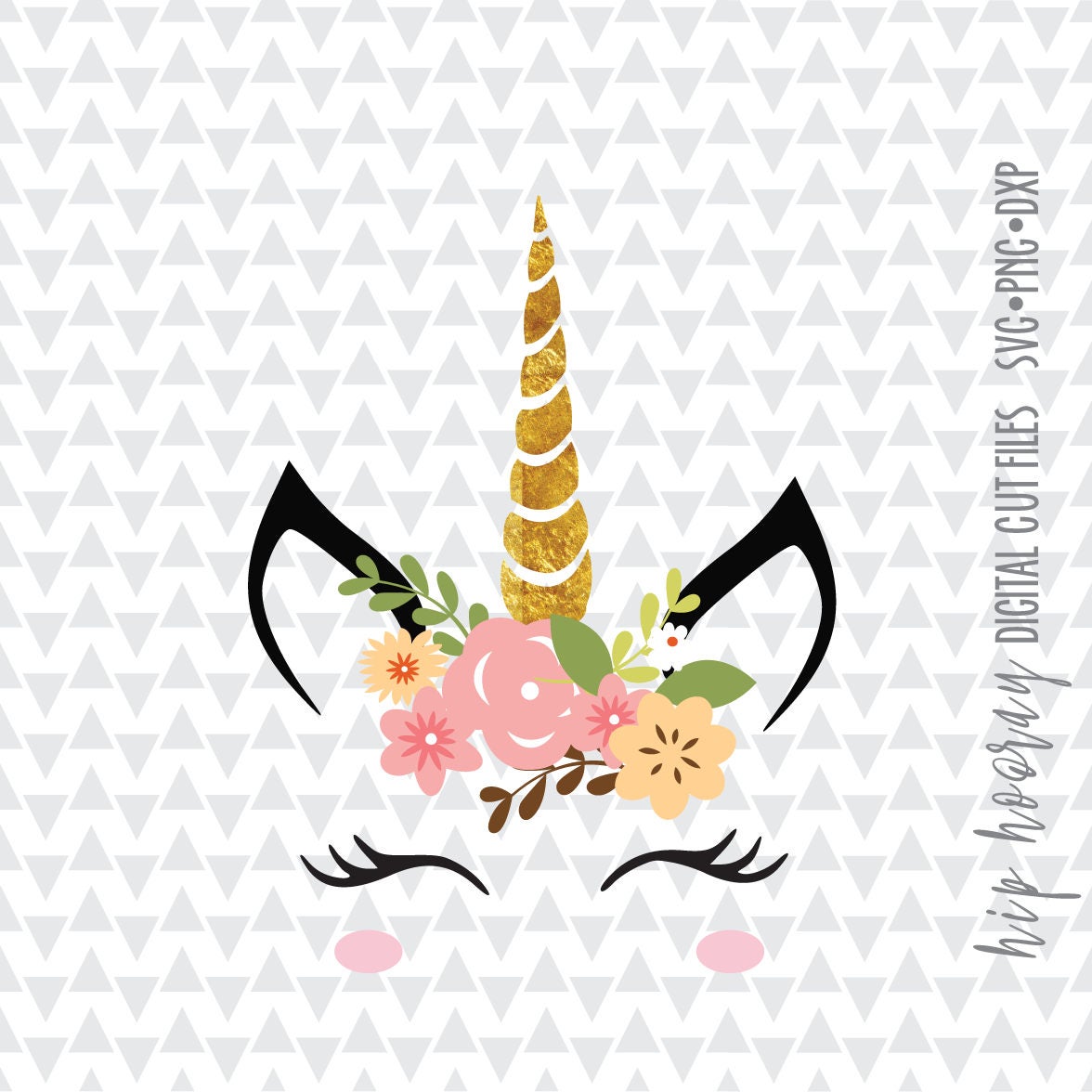 Download Unicorn Horn SVG Gold Foil Eyelashes Spring Face Floral ...
