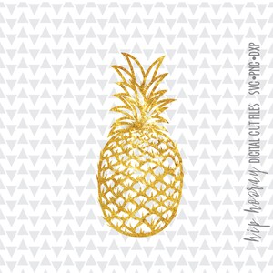 May include: A gold glitter pineapple silhouette. This digital cut file is perfect for crafting projects.