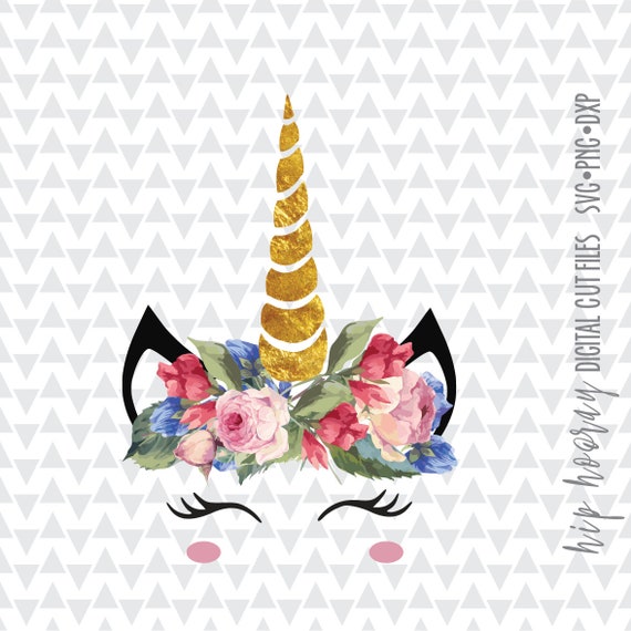 Download Unicorn Horn Water Color Svg Gold Foil Eyelashes Spring Face Etsy
