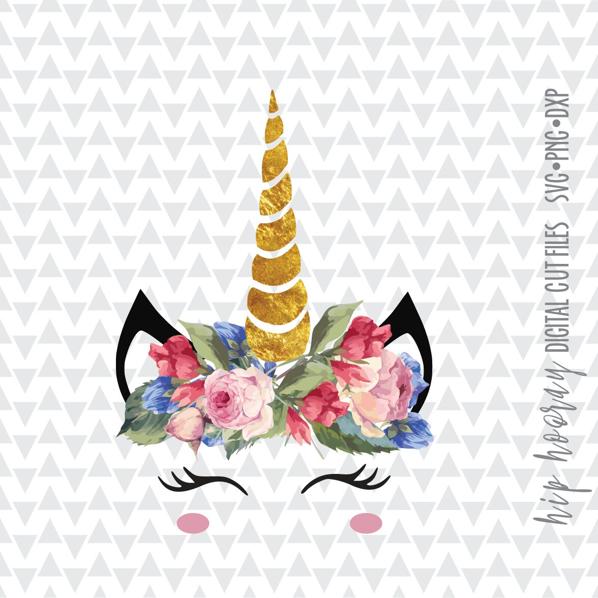 unicorn horn water color svg gold foil eyelashes spring face etsy