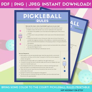 Pickleball Rules Printable Instant Download JPG Instructions Rule Sheet Social Club Court Decor Game Rules PNG Set Digital Score Sheet