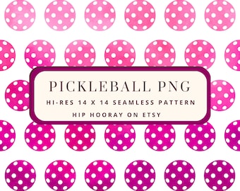 Pickleball Ball PNG Pink Seamless Pattern Pink Watercolor Deck the Halls Baby Shower Bachelorette Digital Download Set JPG Invite Clip Art