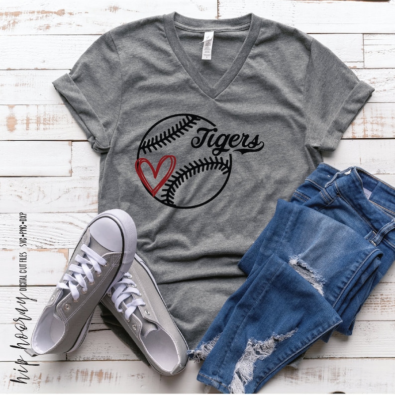 Tigers Baseball SVG Tiger Tshirt For the Love Dad Heart Mom Little League Kids svg cut file cricut htv silhouette tshirt vinyl clipart