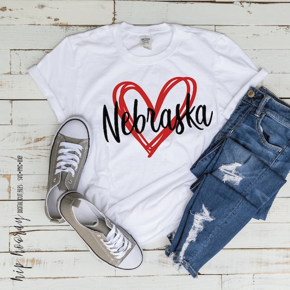 Nebraska Svg Heart Football Baseball Volleyball Fastpitch Love Cheer Mom Shirt Cricut Silhouette School College Iron on tshirt vinyl clipart